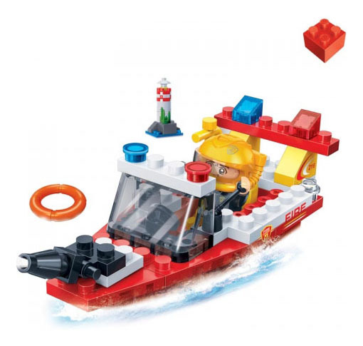 Construtor de barco de bombeiros BanBao de plástico