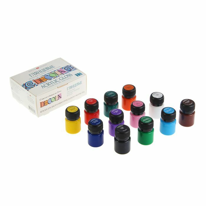 Acrylfarben-Set Shine 12 Farben x 20 ml ZHK Decola glänzend 2941116