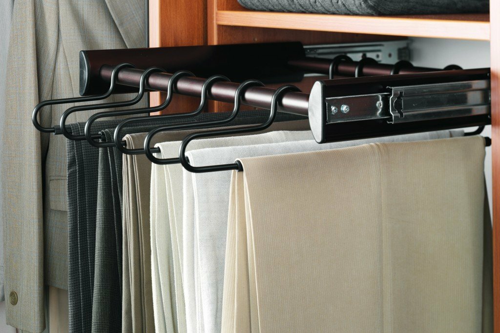 Place for trousers in the men's wardrobe compartment