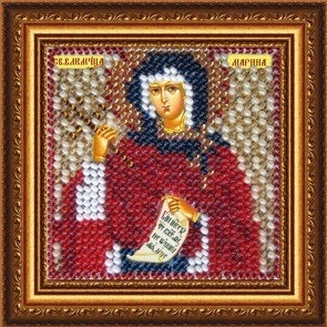 Dibujo sobre tela Bordado mosaico de arte. 4041 Icono de St. Marina Mártir de Antioquía 6.5x6.5 cm