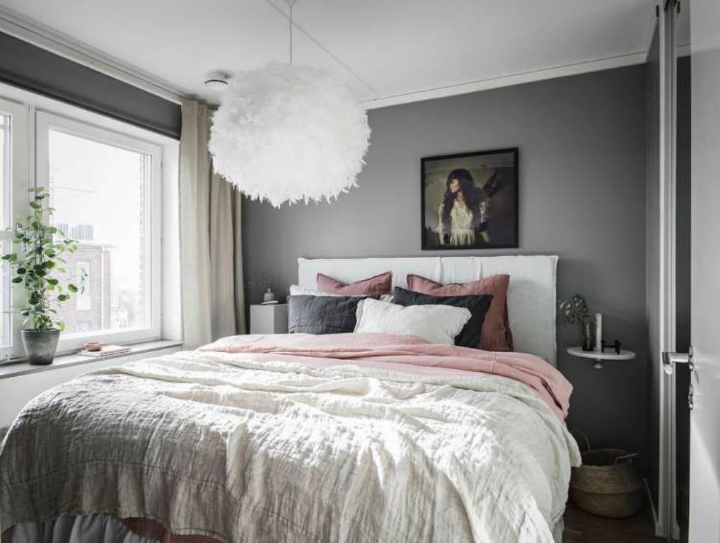 ideje za sivo roza spalnico