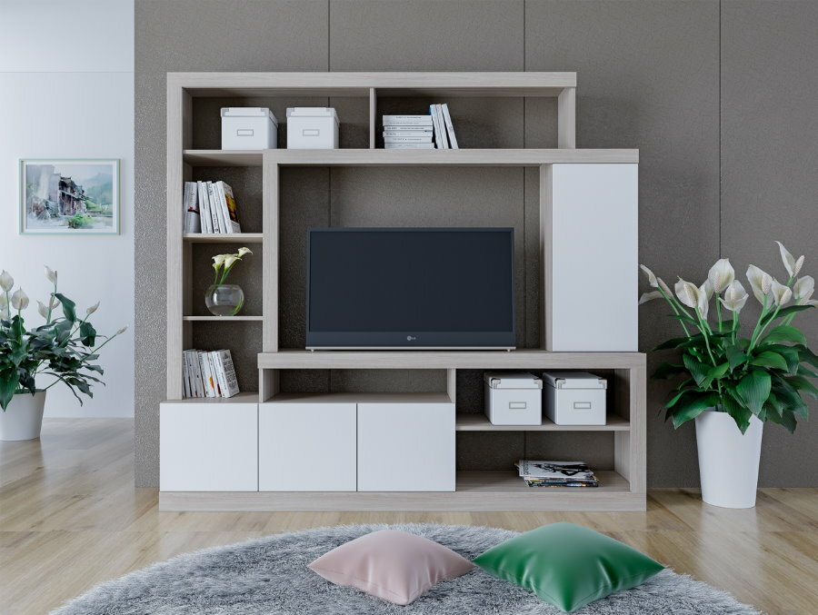 Mini mueble de pared con estante para TV