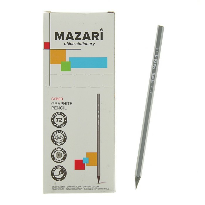 Crna olovka MAZARi HB, šesterokutna plastika Syber