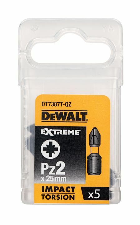 Rázové bity DEWALT IMPACT DT7387T, Torzné Pz2, 25 mm, 5 ks. DT7387T-QZ
