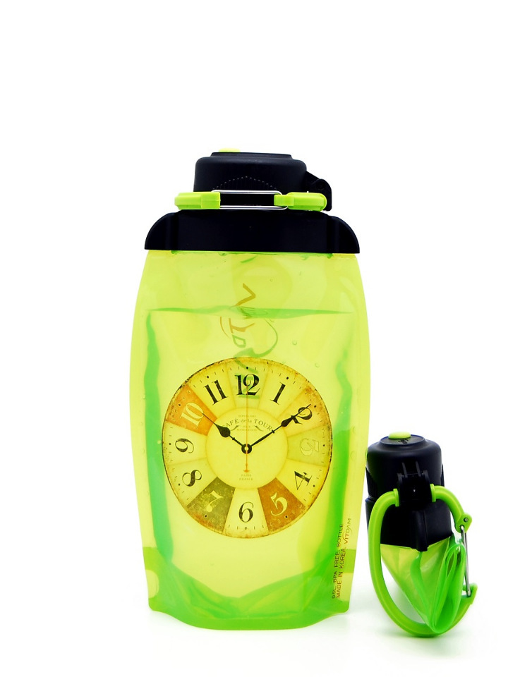 Sammenfoldelig øko-flaske, gulgrøn, volumen 500 ml (artikel B050YGS-601) med billede