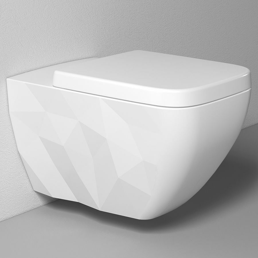 Væghængt toilet uden kant med bidetfunktion med mikrolift-sæde Bien Kristal KRKA060N1VP1W3000