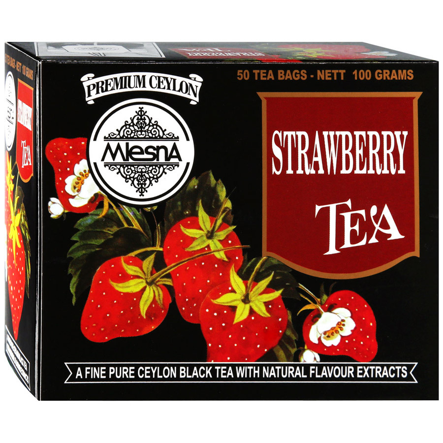 Chá preto Mlesna com aroma de morango 50 sachês
