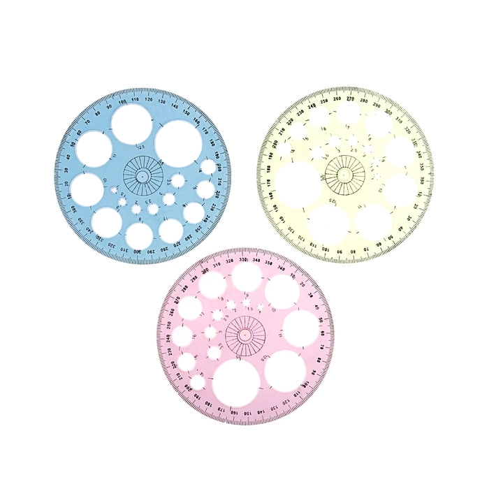 Protractor 12cm 360gr with tinted circles MIX