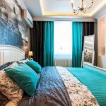 Black and turquoise for contrast interior bedroom