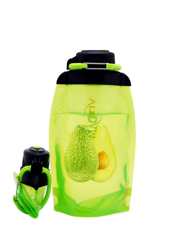 Botella ecológica plegable, amarillo-verde, volumen 500 ml (artículo B050YGS-303) con imagen