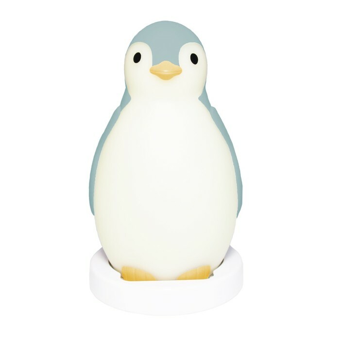 Bezprzewodowa lampka nocna dla dzieci z głośnikiem i budzikiem " Pam Penguin", kolor niebieski, 0+