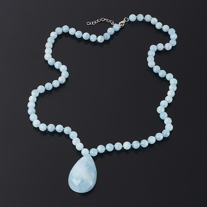 Perles aigue-marine (bij. alliage) long 7mm 65cm (+4cm)