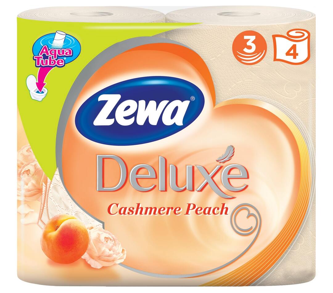 Zewa Deluxe tualetinis popierius persikas, 3 sluoksniai, 4 ritinėliai