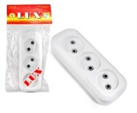 Socket (block of sockets) of the Lux U3-O extension cord, 3-gang, without grounding contact, 250 V, 10 A