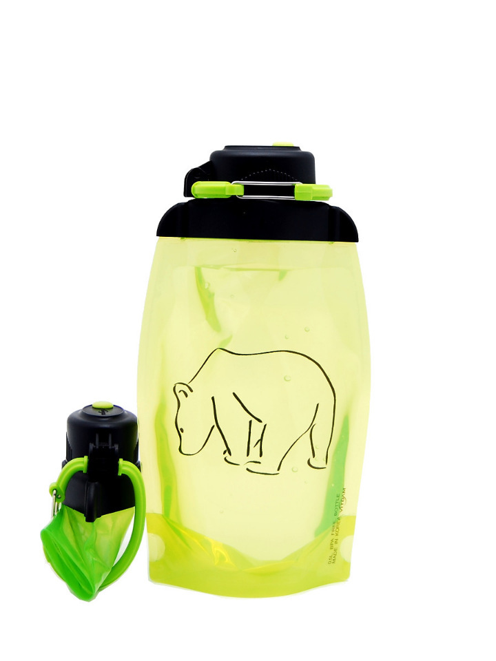Botella ecológica plegable, amarillo-verde, volumen 500 ml (artículo B050YGS-1301) con imagen