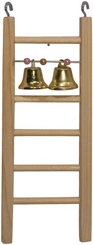 Leiter für Vögel Darell aus Holz, mit Perlen und einer Glocke, 71x20x95 mm