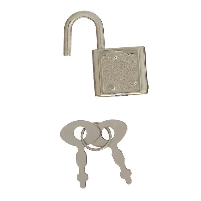Metallschloss mit Vorhängeschloss für Schatullen mit einem Schlüssel von 3,3x1,9 cm