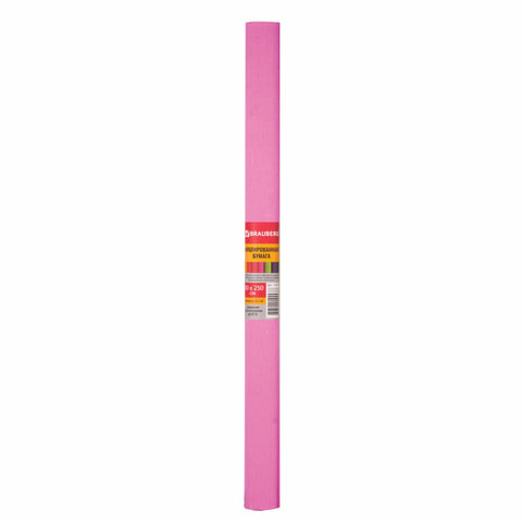 Tjockt crepe -färgat papper, stretch upp till 45%, 32 g / m2, BRAUBERG, rulle, rosa, 50x250 cm
