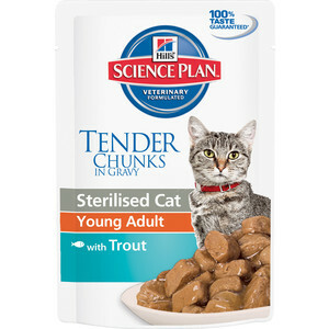 Hill \ 's Science Plan Optimal Care Young Adult con Trucha con trucha para gatos esterilizados de 6 meses a 6 años 85g (3767)
