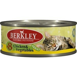 Canned Berkley Adult Chicken # and # Vegetables No. 8 with chicken and vegetables for adult cats 100g (75107)