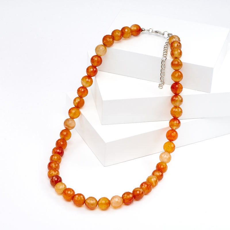 Karneol perle izrezane 10 mm 46 cm (+7 cm) (čelik chir., Bij. legura)