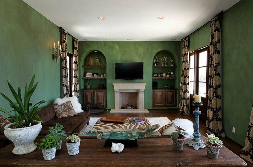 woonkamer in groene interieurideeën