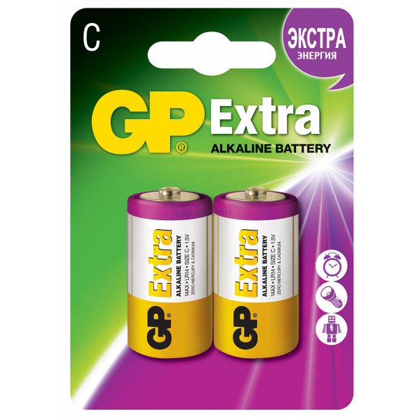 Alkalisk batteri GP (Gee pi) Extra C LR14 1,5V 2 stk.