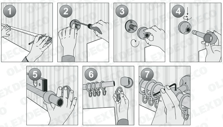 Hogyan akasztani egy függönyrúd üvegfal: alkatrészek szerelés
