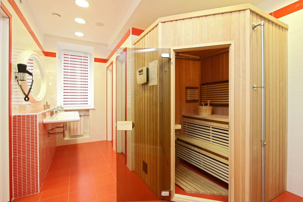 Mini apartamento sauna prefabricada baño