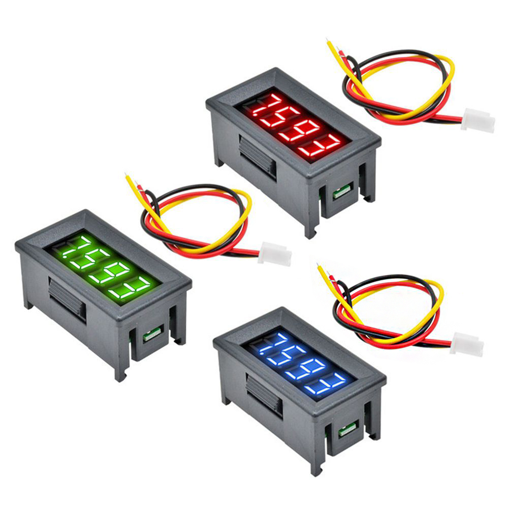 Mini display digital de LED de 0,36 polegadas 4 bits DC 0V-100V Voltímetro medidor de medidor de painel de voltímetro de 3 fios vermelho / azul / verde