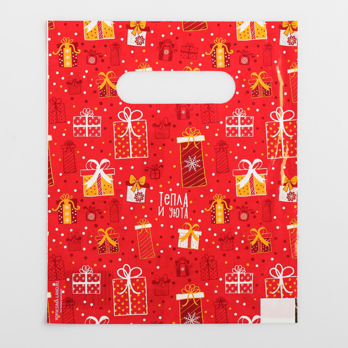 Igelitová taška „Darčeky“ s vyrezanou rukoväťou, 17 x 20 cm, 30 mikrónov