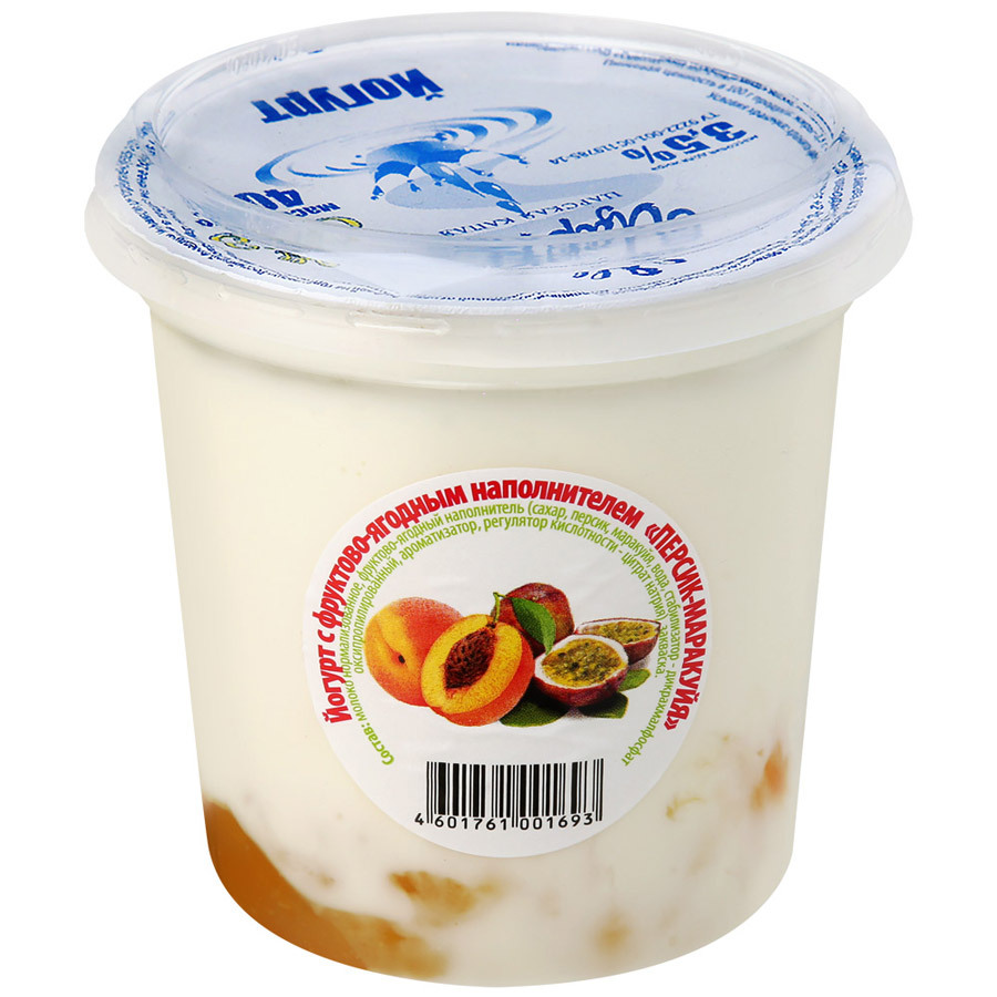 Joghurt TsarKa őszibarack-passió gyümölcs 3,5% 0,4 kg