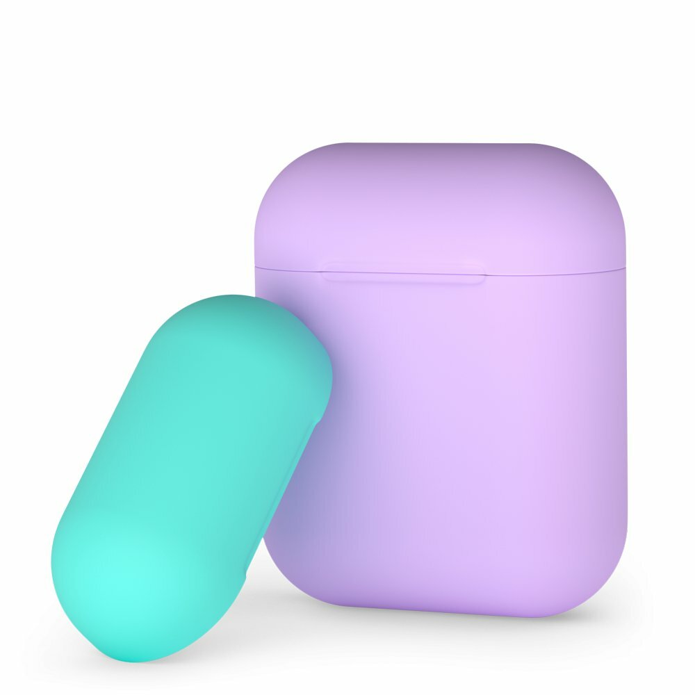 Etui en silicone Deppa pour AirPods violet-menthe