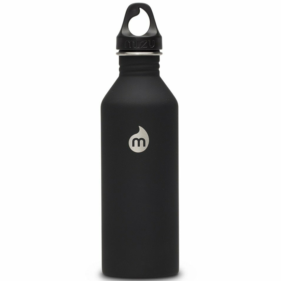 בקבוק מים MIZU Mizu M8 A / S אל חלד W הדפס שחור # וכובע לולאה