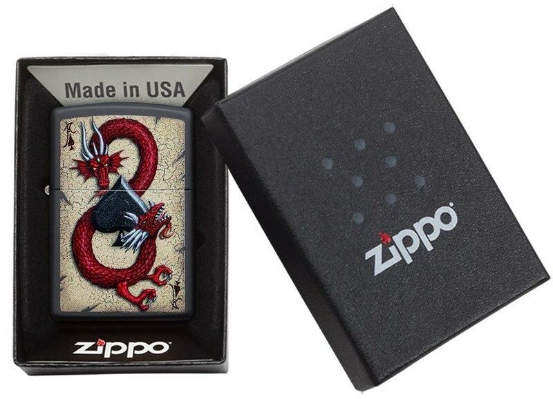 Žiebtuvėlis „Zippo Dragon Ace Black Matte“