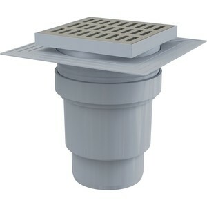 Shower drain AlcaPlast 150x150 / 110 straight line, stainless steel, wet odor trap (APV13)