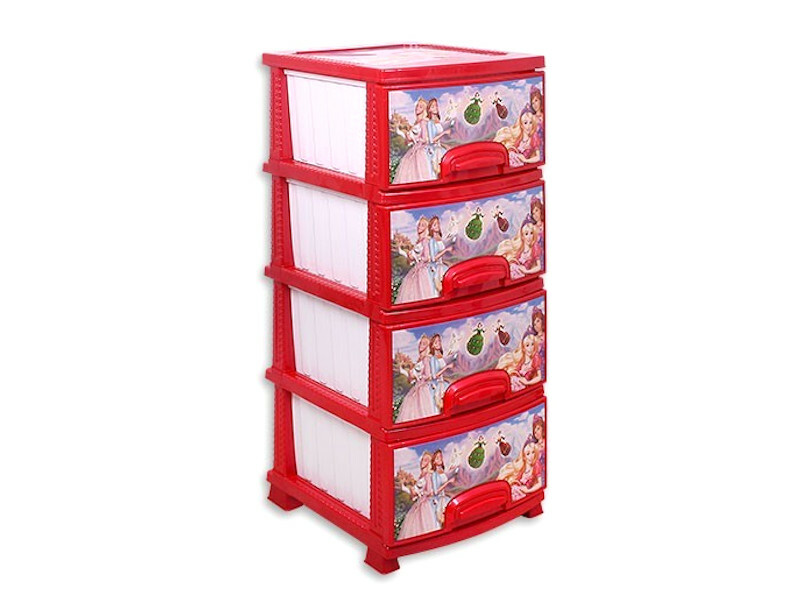 Chest of drawers Rossplast Princess 4 tier Red