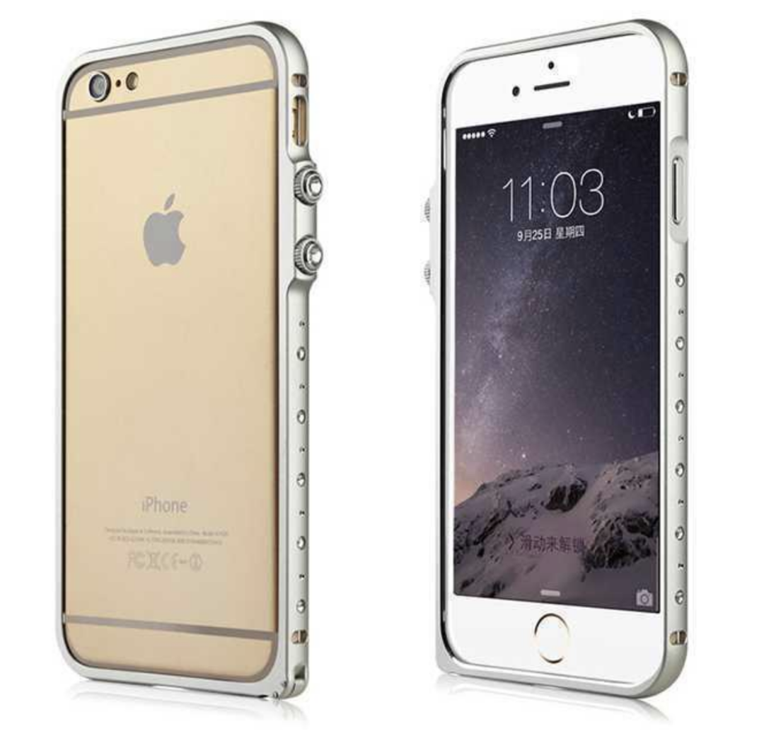 Cover-overlay per Apple iPhone 6/6S in silicone con paraurti/strass (Argento)