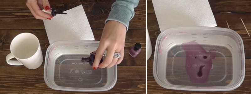 Eenvoudige manieren om de gerechten te versieren met de hulp van nagellak en acrylverf