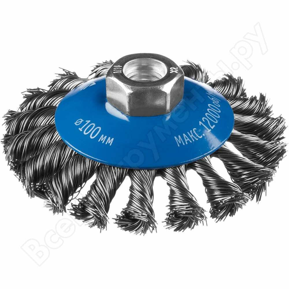 Kónická kefa (100 mm; m14; splietané zväzky oceľového drôtu 0,5 mm) pre LBM 35269-100_z02