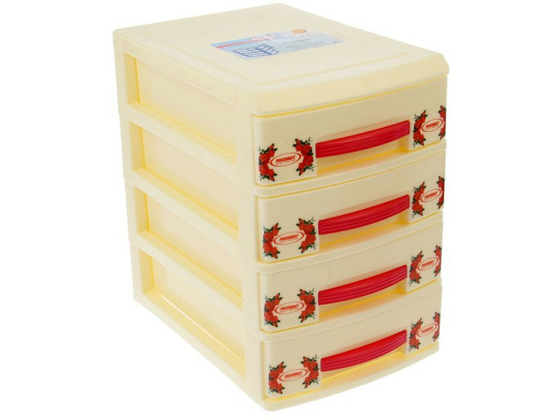 Mini chest of drawers Rossplast 4 tiers Cream