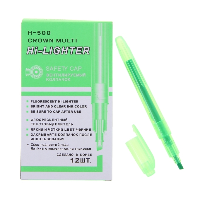 Highlighter markør 4.0 Crown H-500 grøn