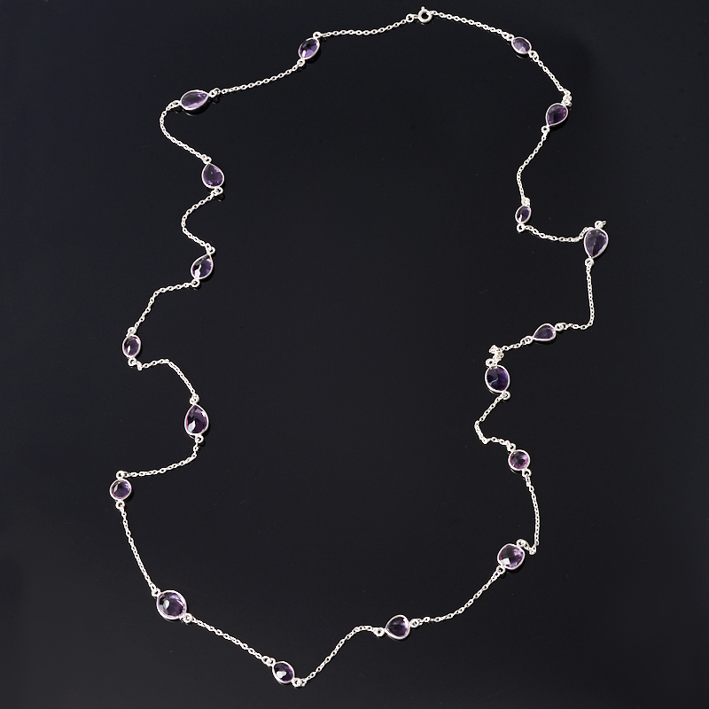 Pērles ametists (sudraba 925 pr.) (Ķēde) garš griezums 92 cm