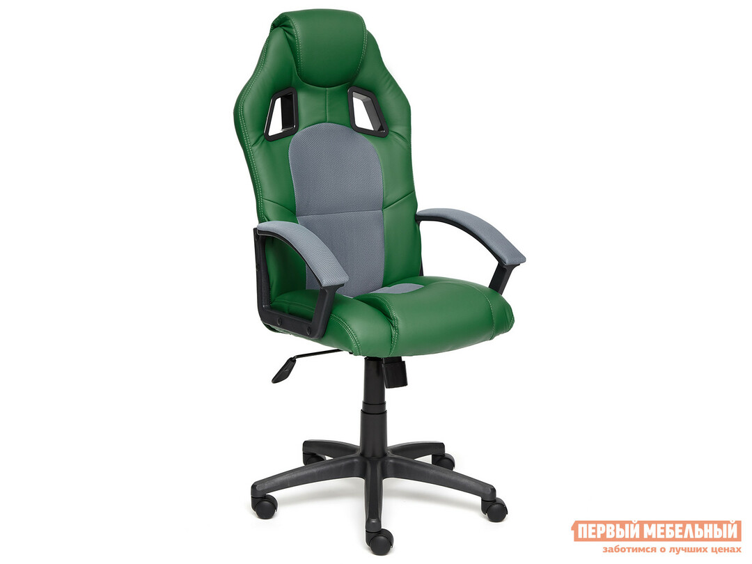 Cadeira de jogo do motorista em couro / deputado / tecido, verde / cinza, 36-001 / 12