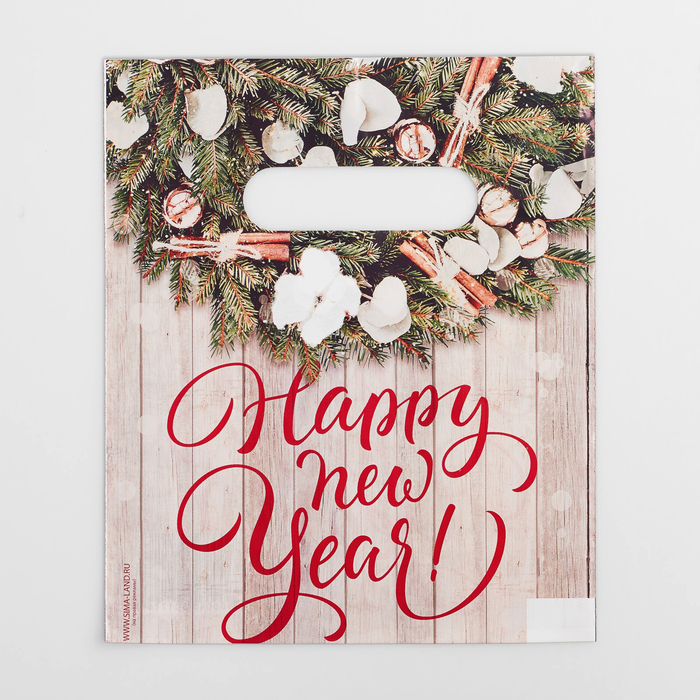 Package " New Year's wreath", polyethylene with a die-cut handle, 17 × 20 cm, 30 microns