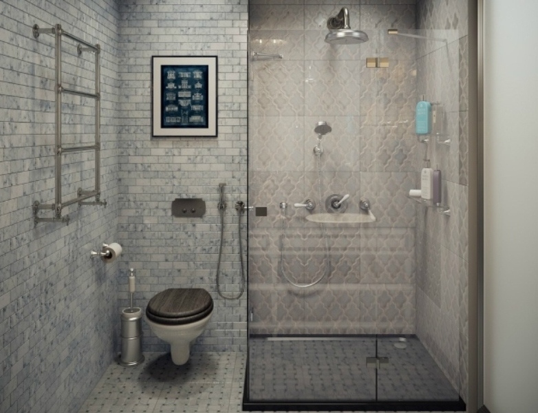 kombinovaná koupelna se sprchovým koutem