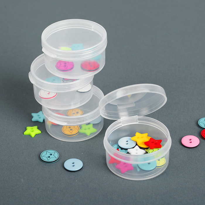 Small items storage containers, d = 4cm, 4pcs, transparent color