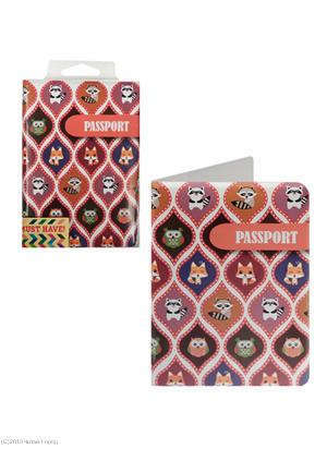 Okładka na paszport Wzory sowa, lis i szop pracz (pudełko PCV)