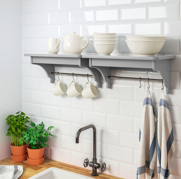 Shelves can be combined and positioned in such a way as to rationally use every centimeter of free space