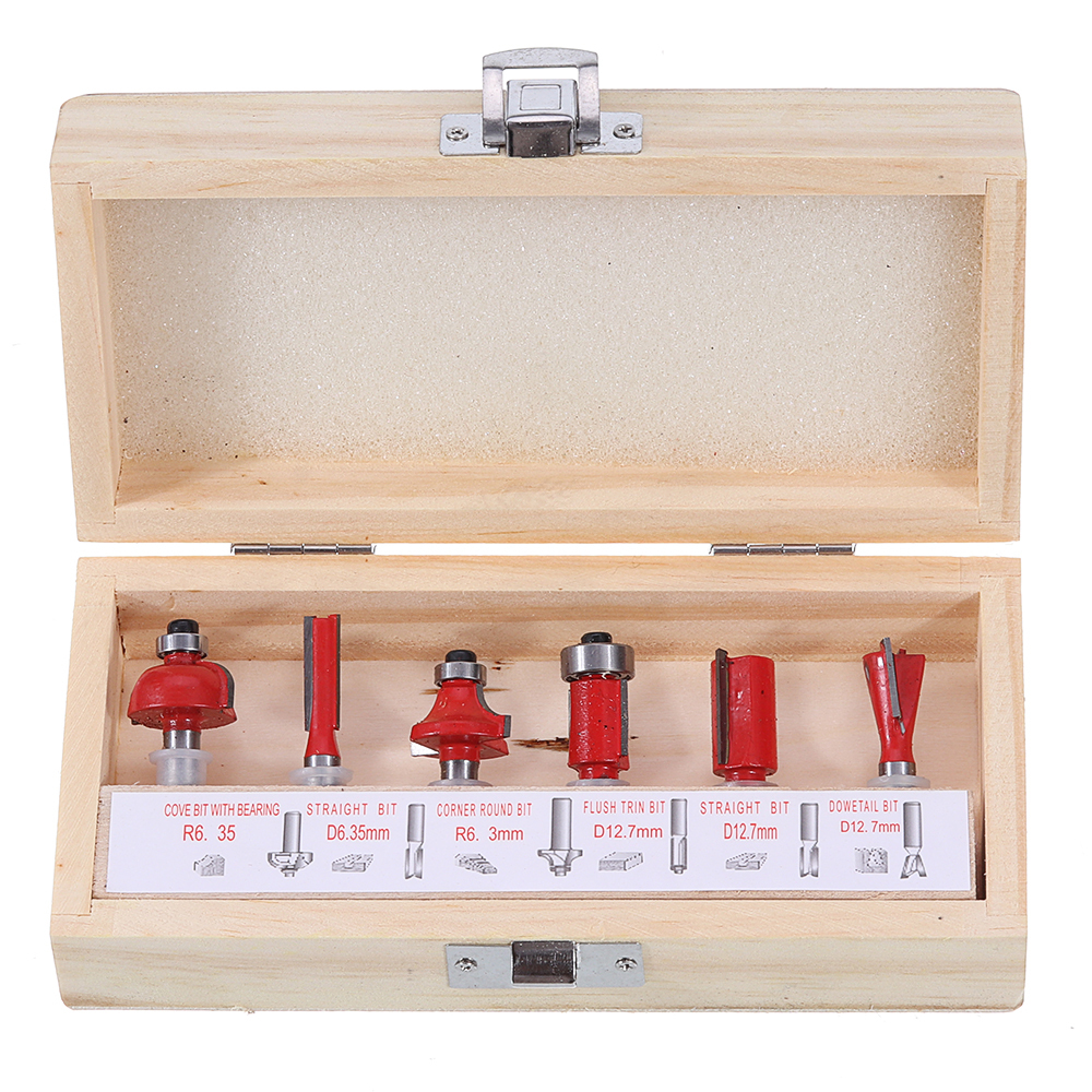 PC. 1/4 Inch Shank Set Router Bit Woodworking Trimming Router With Wooden Box